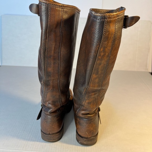 Frye Sz 7 Veronica Slouch Distressed Brown Leather Knee Boots - Picture 11 of 14